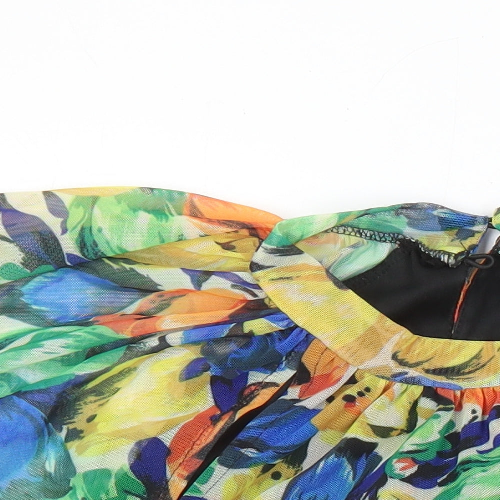 Oasis Womens Multicoloured Floral Polyester Tunic Blouse Size M Mock Neck