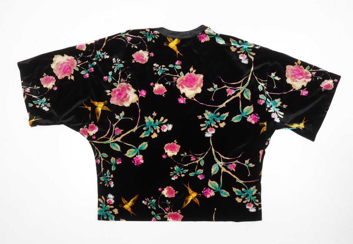M&Co Womens Multicoloured Floral Polyester Kimono Blouse Size 12 V-Neck
