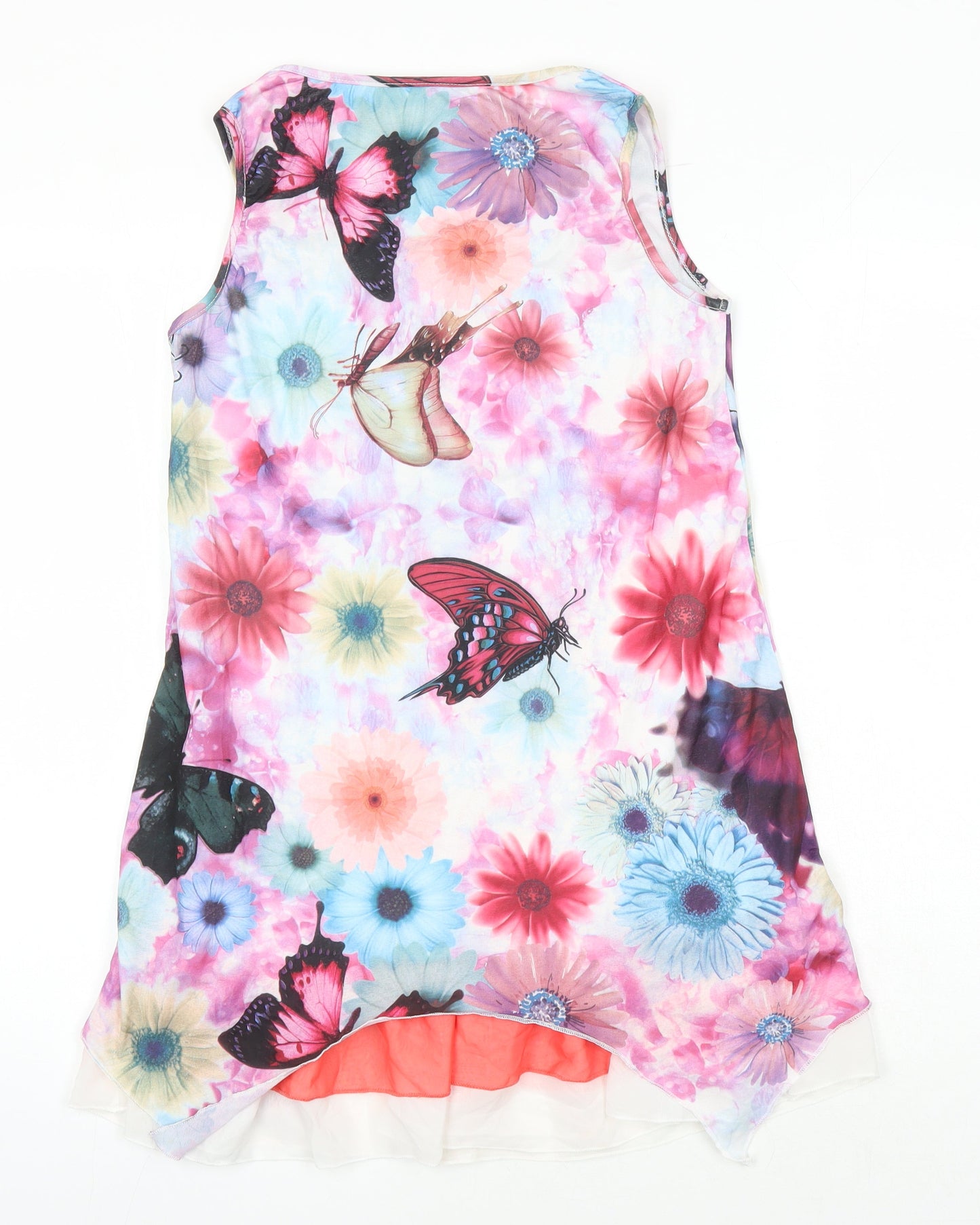 Pussycat London Womens Multicoloured Floral Polyester Tunic Blouse Size L Boat Neck