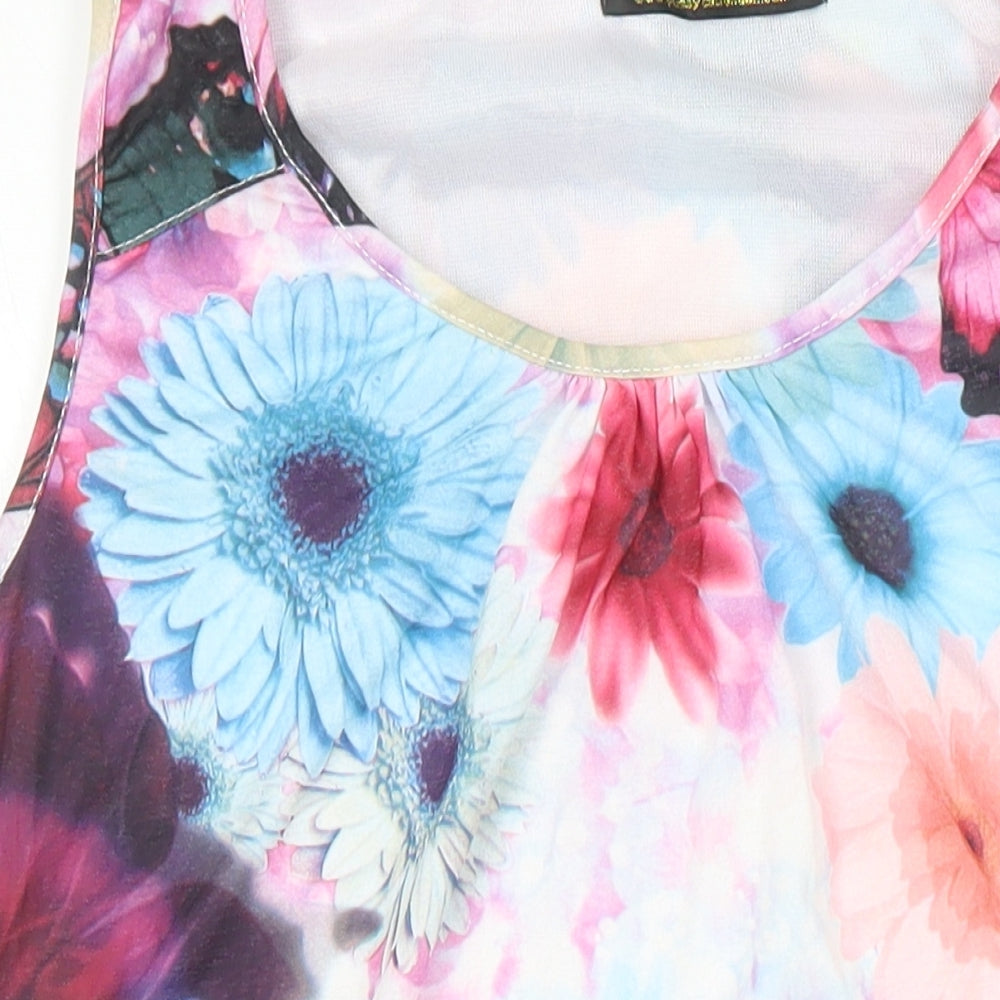 Pussycat London Womens Multicoloured Floral Polyester Tunic Blouse Size L Boat Neck