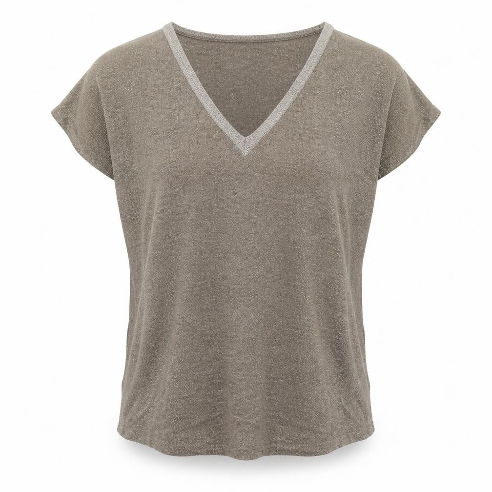 Mango Womens Gold Viscose Basic Tank Size M V-Neck