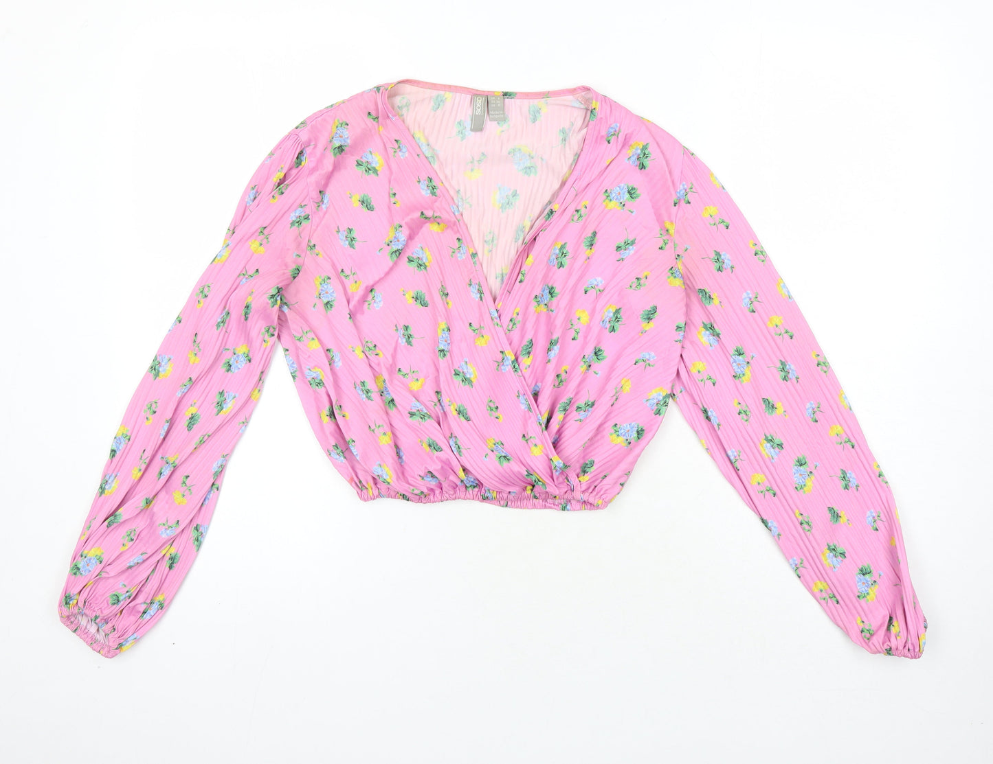 ASOS Womens Multicoloured Floral Polyester Cropped Blouse Size 8 V-Neck