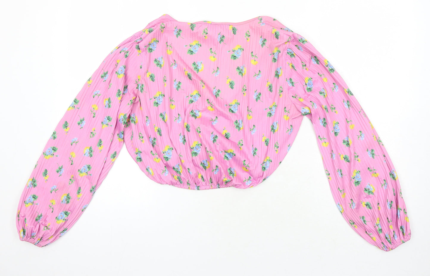 ASOS Womens Multicoloured Floral Polyester Cropped Blouse Size 8 V-Neck