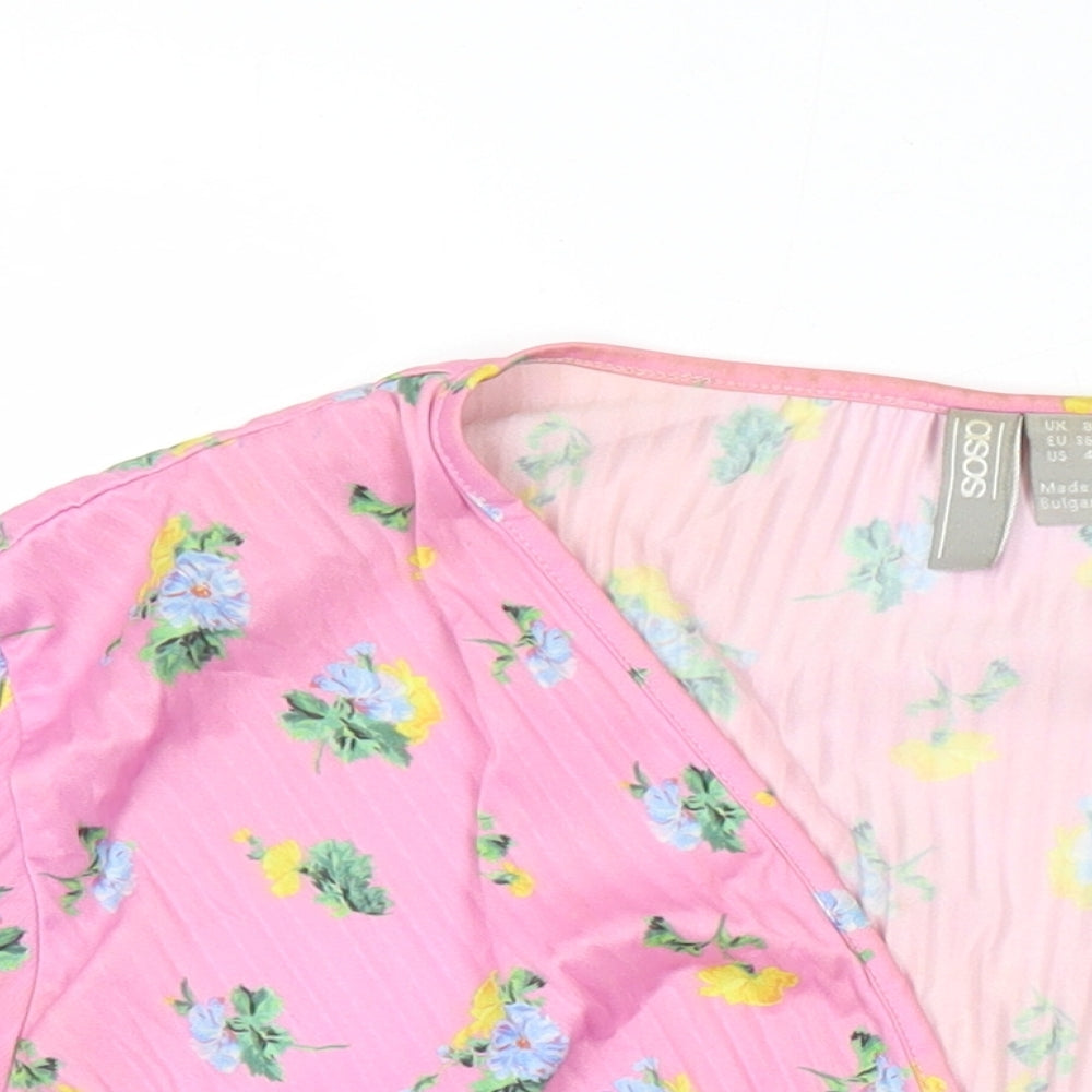 ASOS Womens Multicoloured Floral Polyester Cropped Blouse Size 8 V-Neck