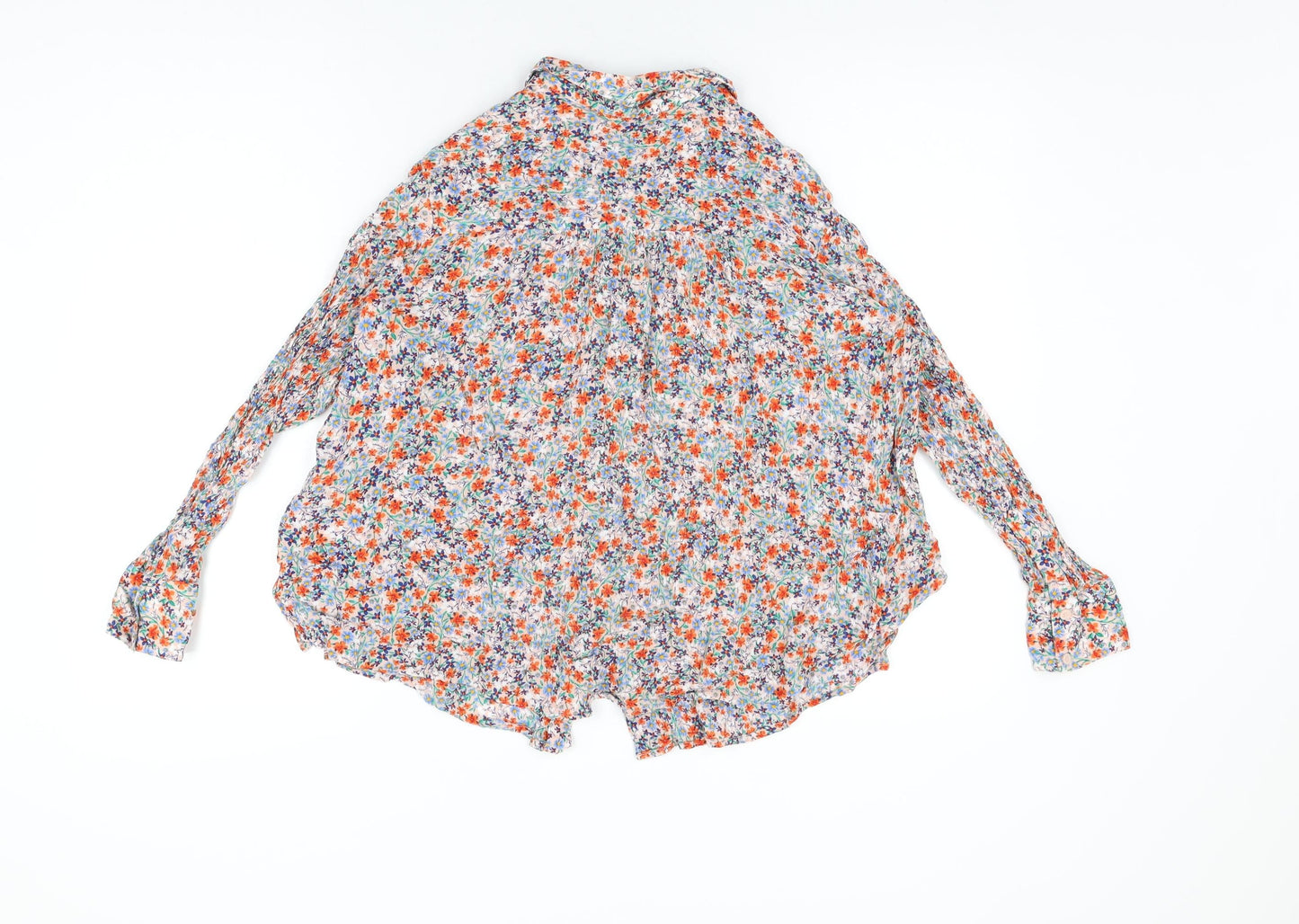 Marks and Spencer Womens Multicoloured Floral Viscose Basic Button-Up Size 14 Collared