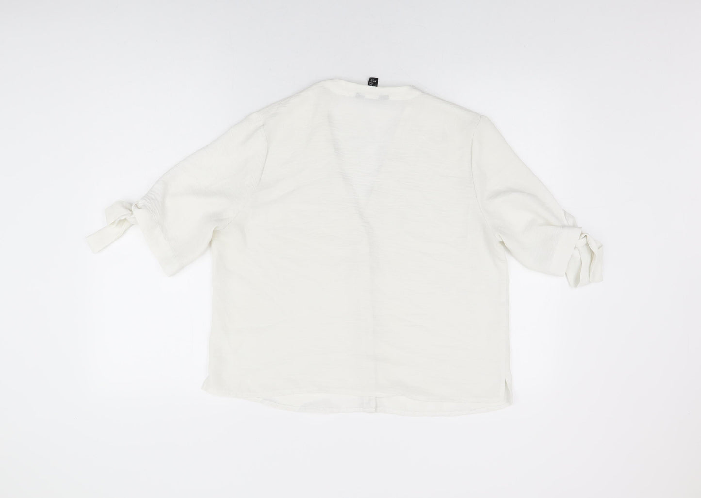 New Look Womens White Polyester Basic Button-Up Size 14 V-Neck