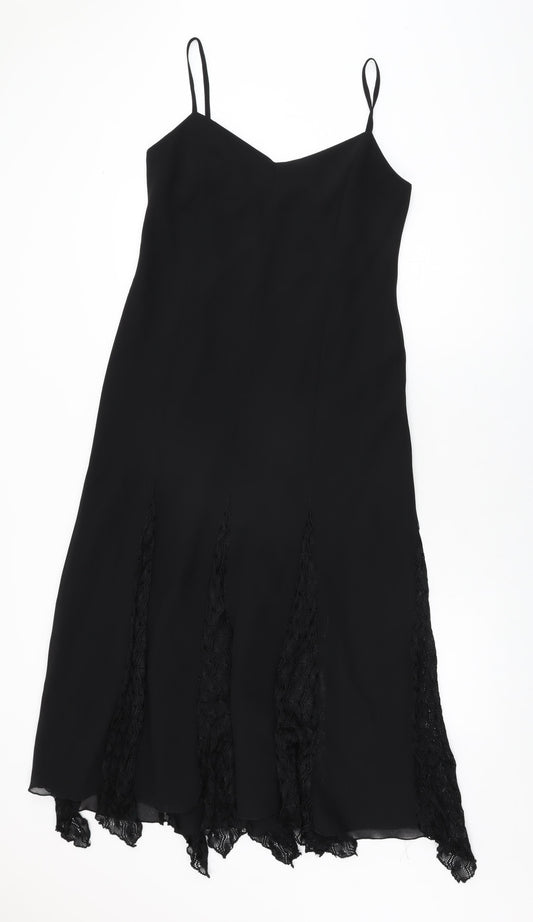 Roman Womens Black Polyester Shift Size 14 V-Neck Pullover