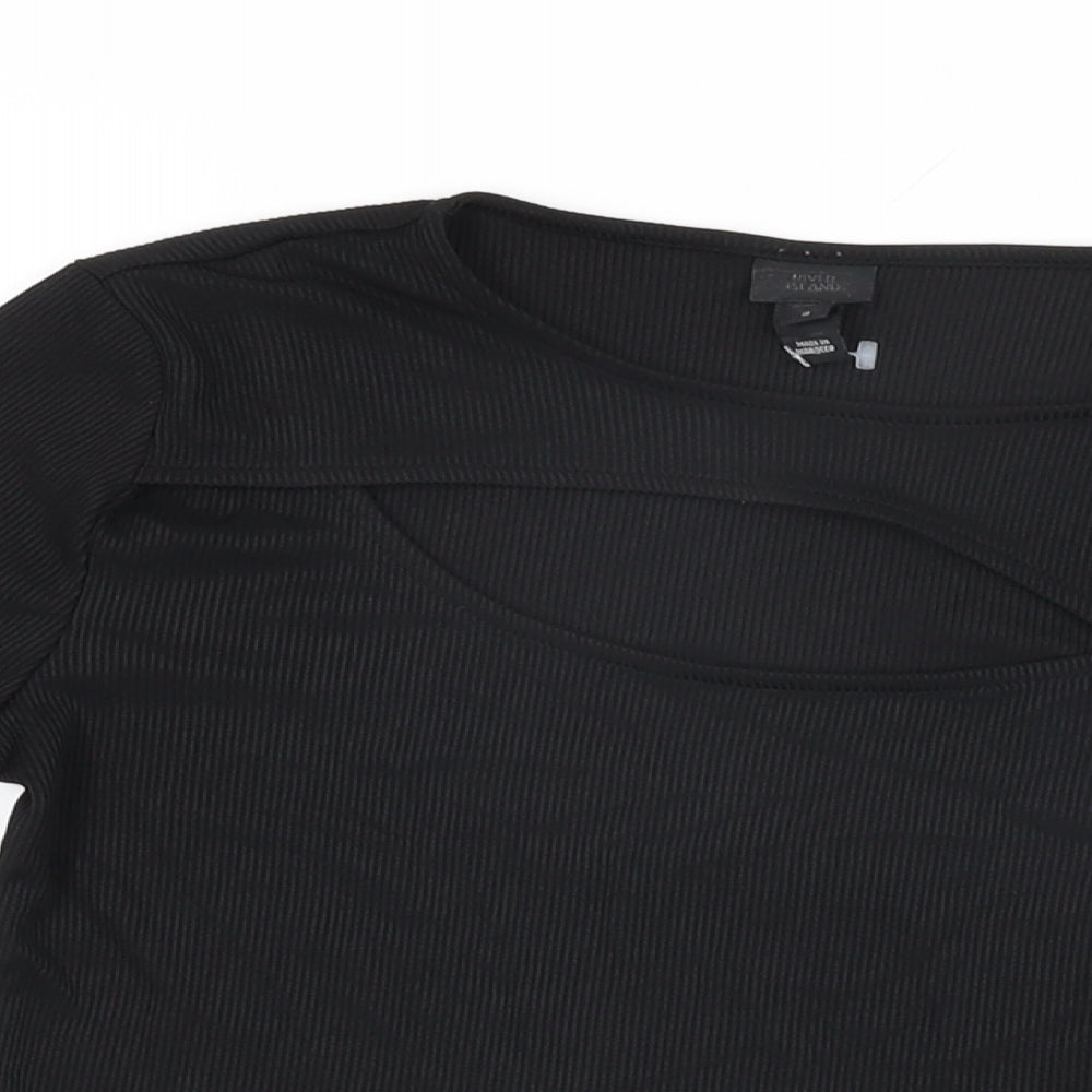 River Island Womens Black Polyester Basic T-Shirt Size 8 Round Neck