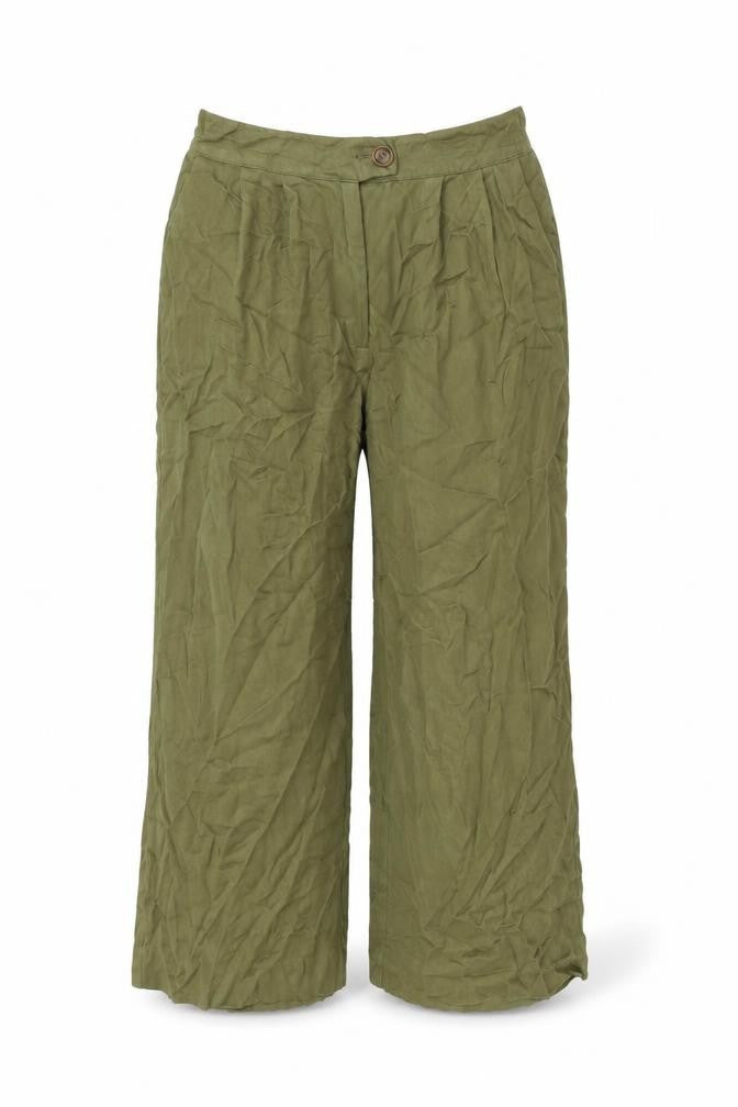 Warehouse Womens Green Viscose Trousers Size 14 L24 in Regular Zip