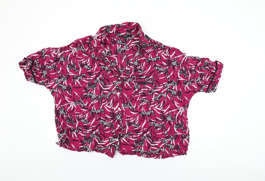 Pretty Secrets Womens Pink Geometric Viscose Top Pyjama Top Size 24 Button - Zebra Print