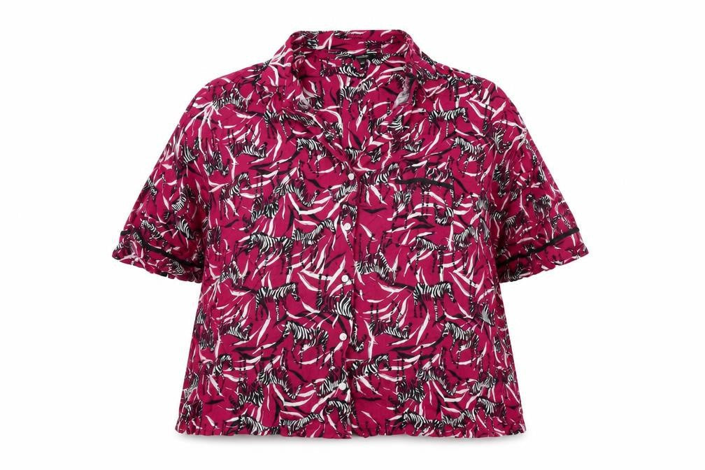 Pretty Secrets Womens Pink Geometric Viscose Top Pyjama Top Size 24 Button - Zebra Print