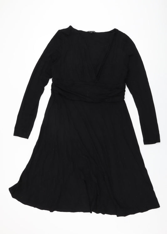 Look For The Stars Womens Black Viscose A-Line Size 16 V-Neck Pullover