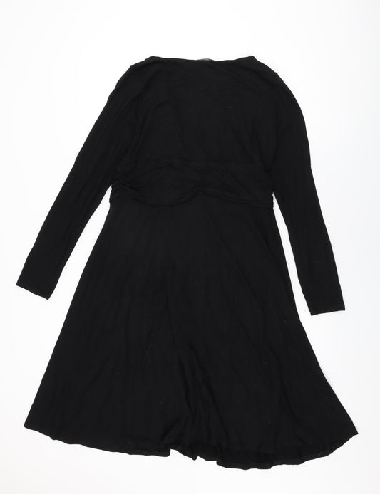 Look For The Stars Womens Black Viscose A-Line Size 16 V-Neck Pullover