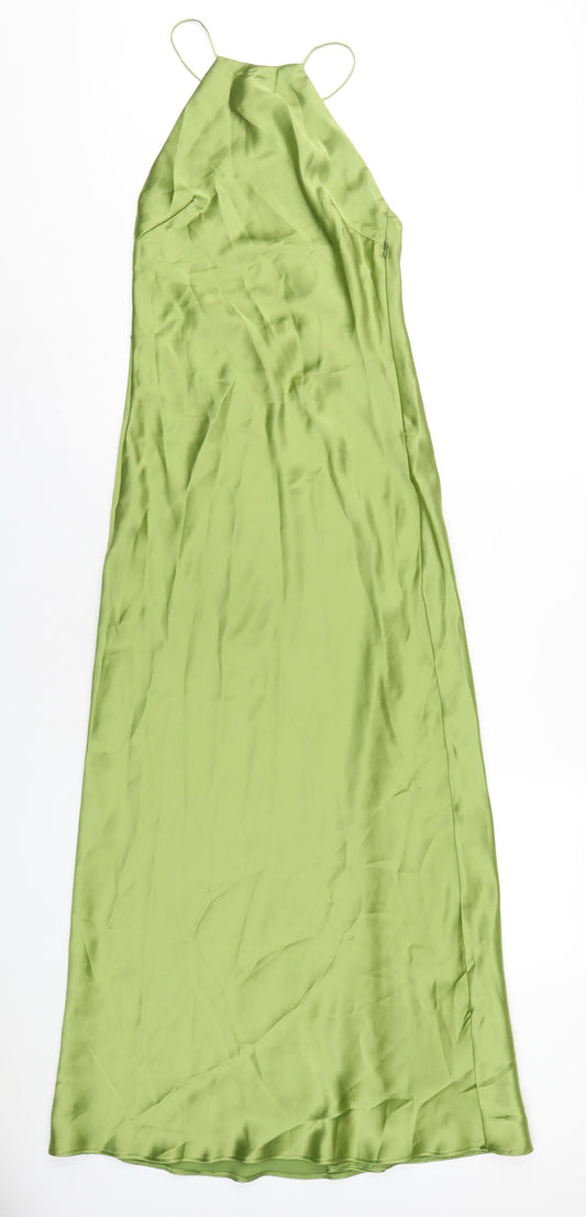 Zara Womens Green Polyester Maxi Size XS Square Neck Zip