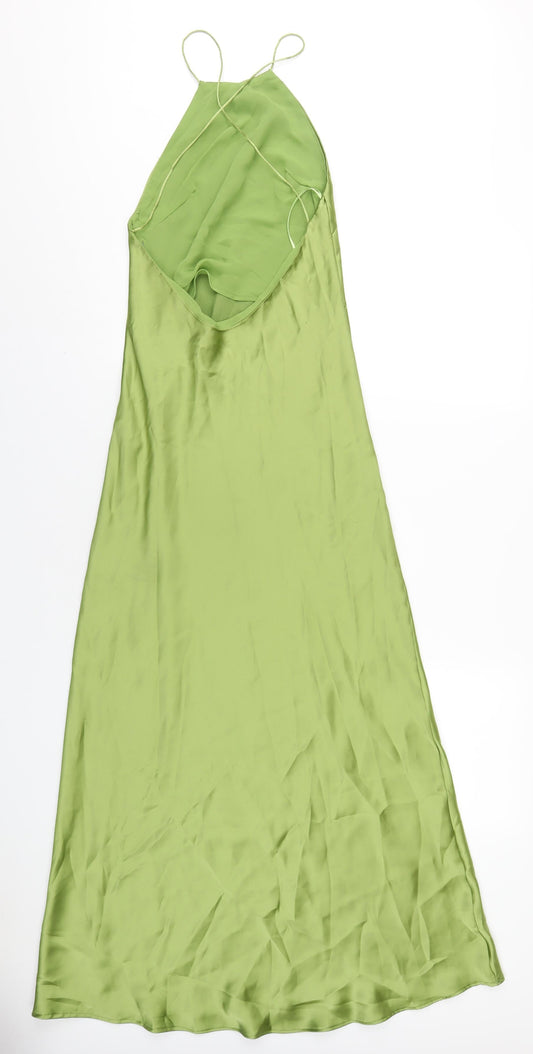 Zara Womens Green Polyester Maxi Size XS Square Neck Zip