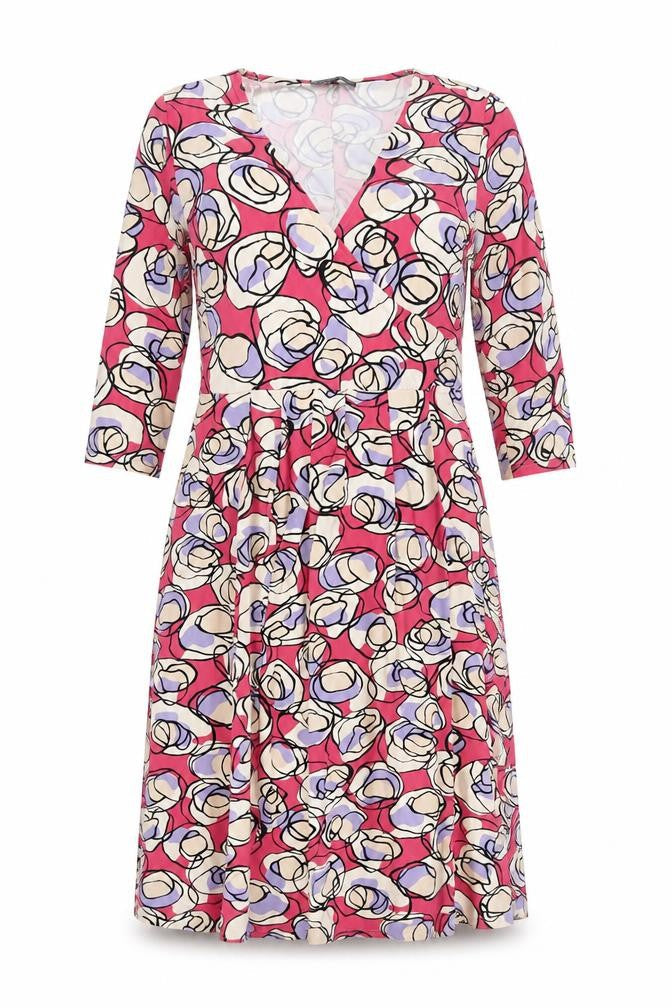 Betty Jackson Womens Pink Geometric Viscose A-Line Size 14 V-Neck Pullover