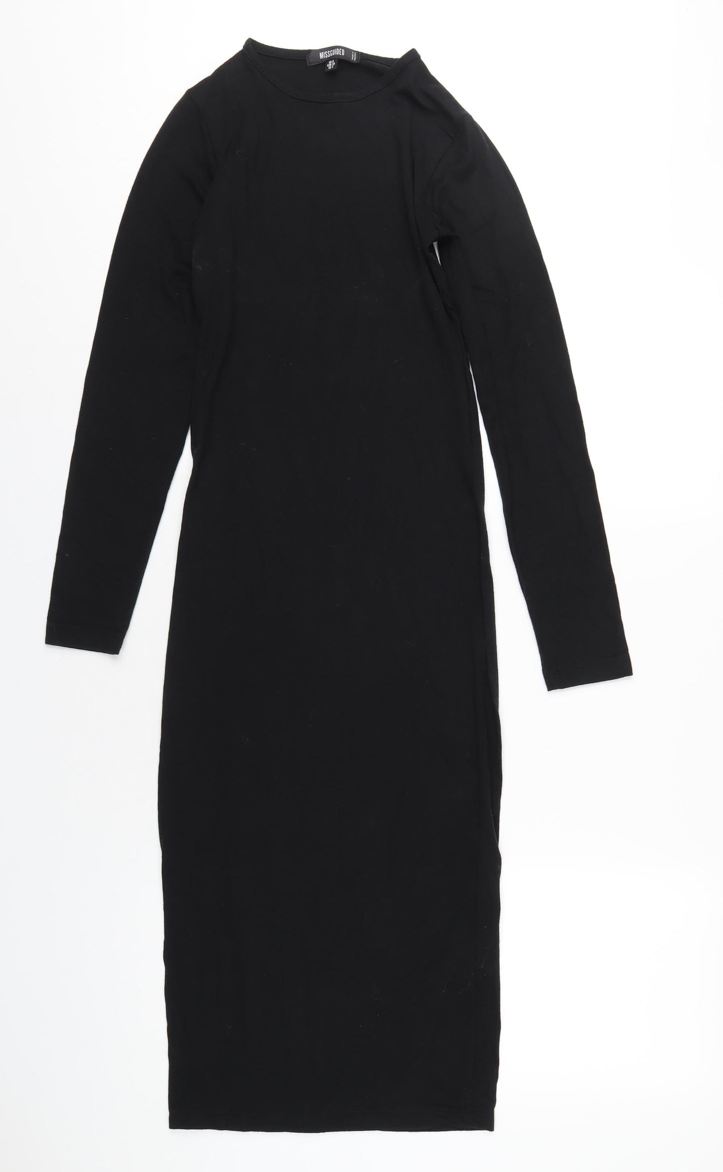 Missguided Womens Black Polyester Bodycon Size 6 Round Neck Pullover
