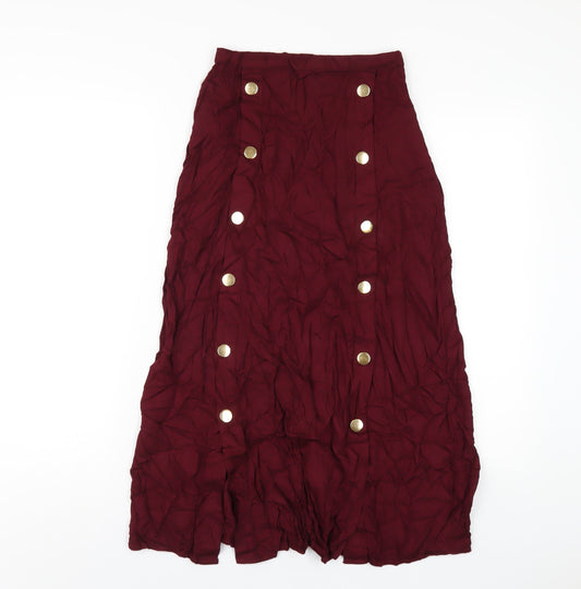 Stradivarius Womens Purple Viscose A-Line Skirt Size S Zip