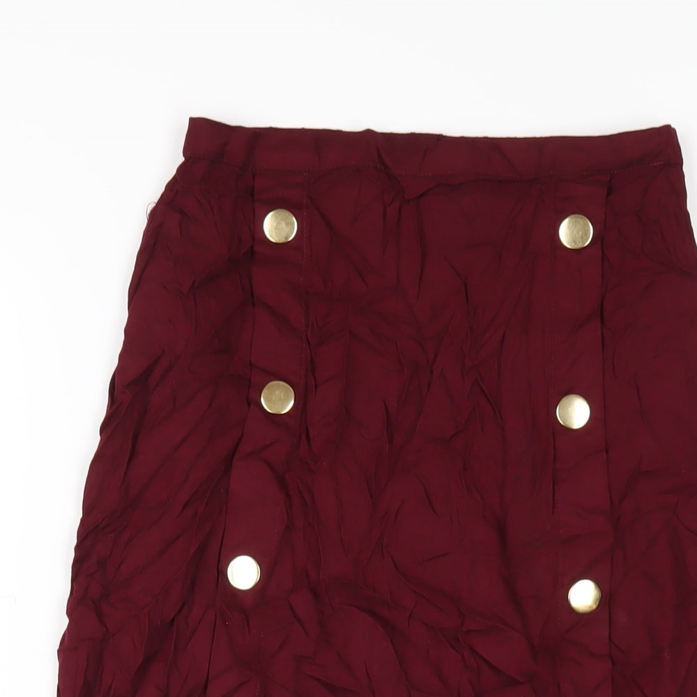 Stradivarius Womens Purple Viscose A-Line Skirt Size S Zip