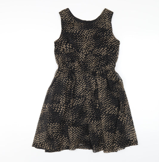 AX Paris Womens Black Herringbone Polyester A-Line Size 8 Scoop Neck Pullover