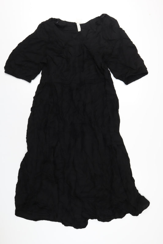 H&M Womens Black Viscose A-Line Size M V-Neck Pullover