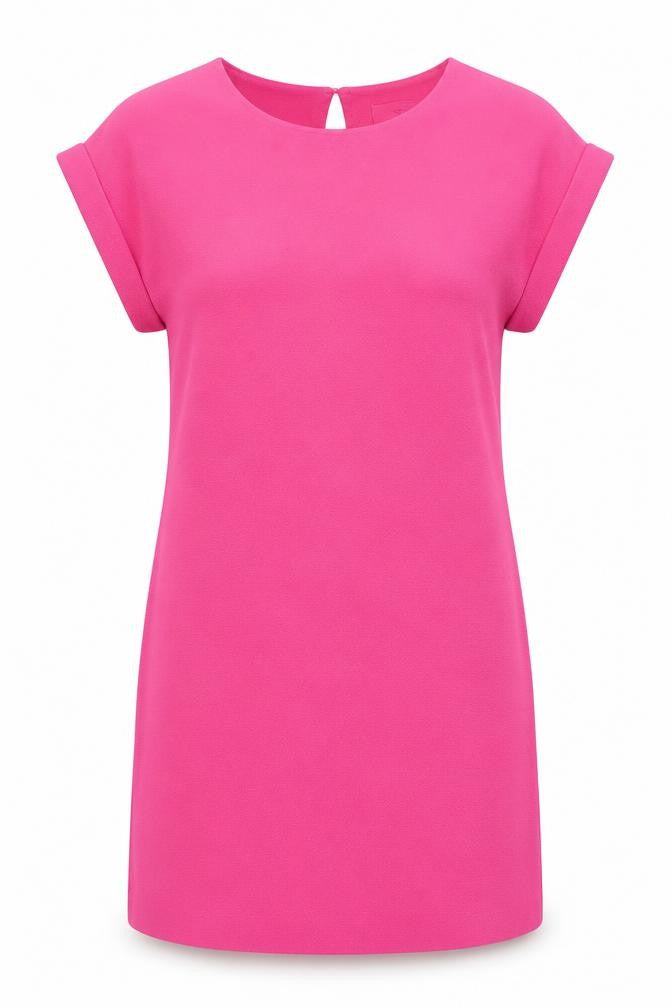 Next Womens Pink Polyester Shift Size 12 Round Neck Button