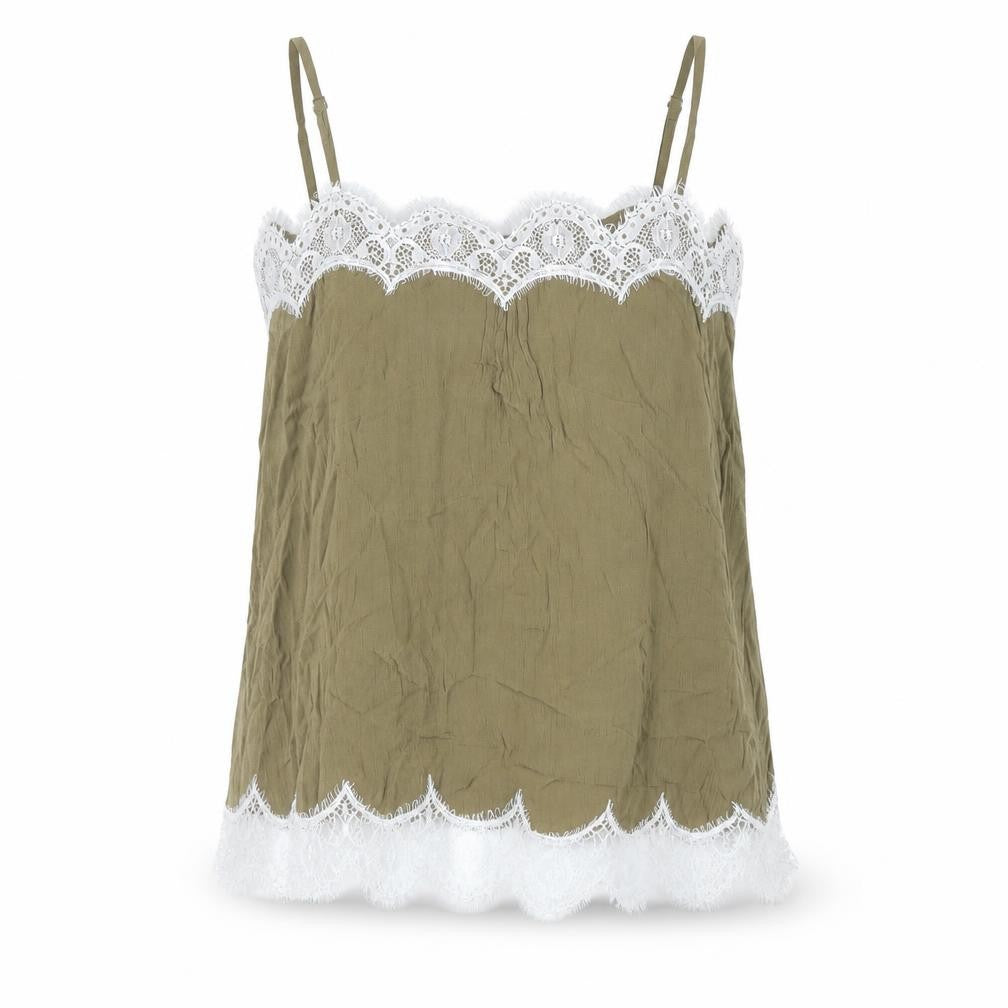 Marks & Spencer Womens Green Viscose Camisole Tank Size 14 Square Neck - Lace Detail