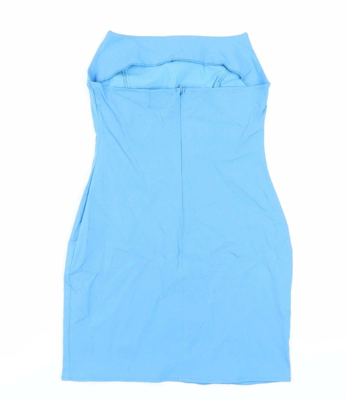 ASOS Womens Blue Viscose Mini Size 10 Square Neck Zip - Strapless