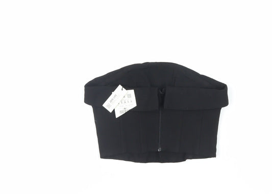 Pull&Bear Womens Black Polyester Cropped Blouse Size S Off the Shoulder - Corset Style