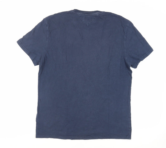 Tommy Jeans Mens Blue Cotton T-Shirt Size M Crew Neck - Logo