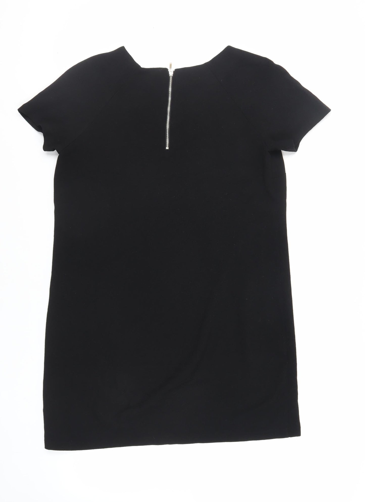 Red Herring Womens Black Polyester Shift Size 12 Round Neck Zip