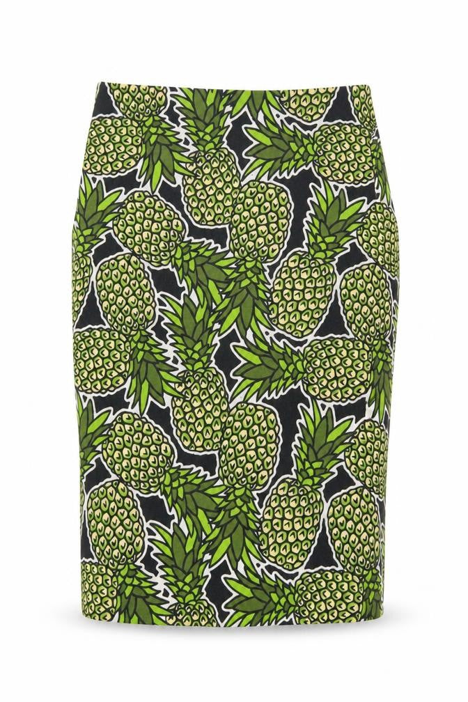 H&M Womens Green Geometric Cotton Straight & Pencil Skirt Size S - Pineapple Print