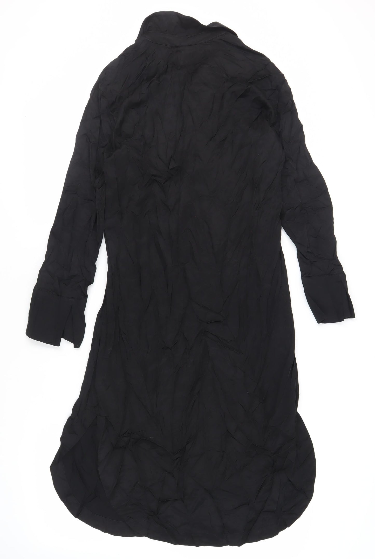 H&M Womens Black Viscose Shirt Dress Size XS Collared Pullover