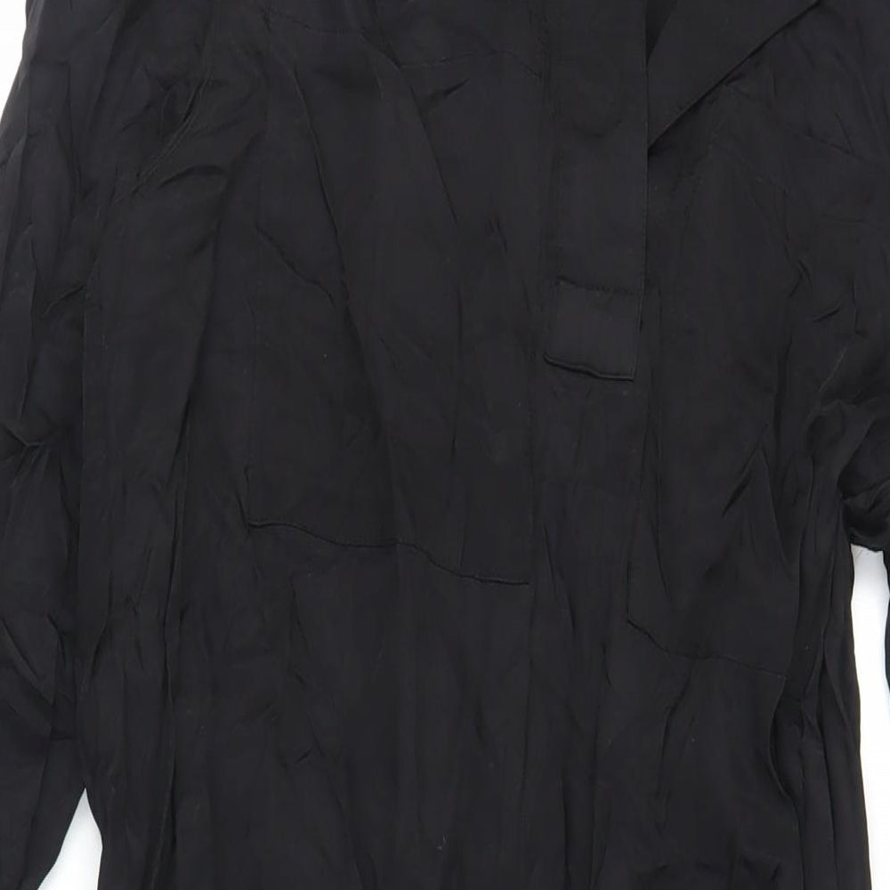 H&M Womens Black Viscose Shirt Dress Size XS Collared Pullover