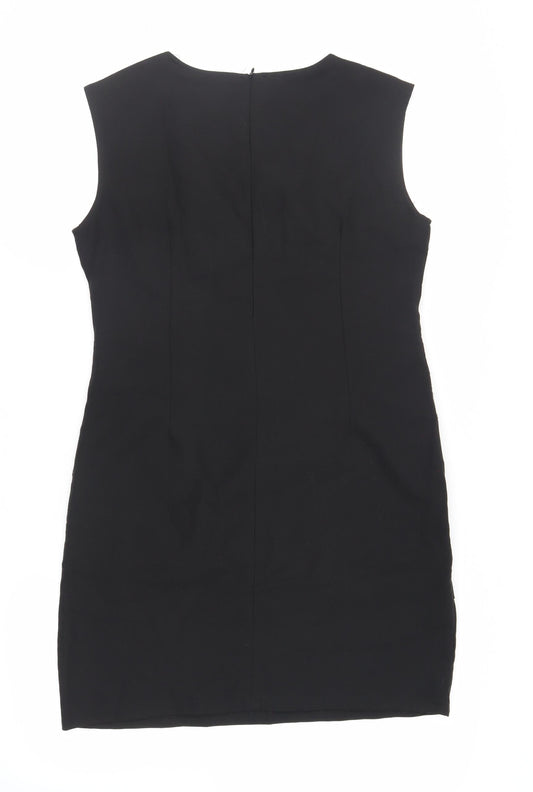 EVENE Womens Black Polyester Pencil Dress Size 14 Round Neck Zip - Embellished