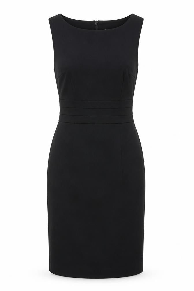 H&M Womens Black Polyester Pencil Dress Size 6 Boat Neck Zip
