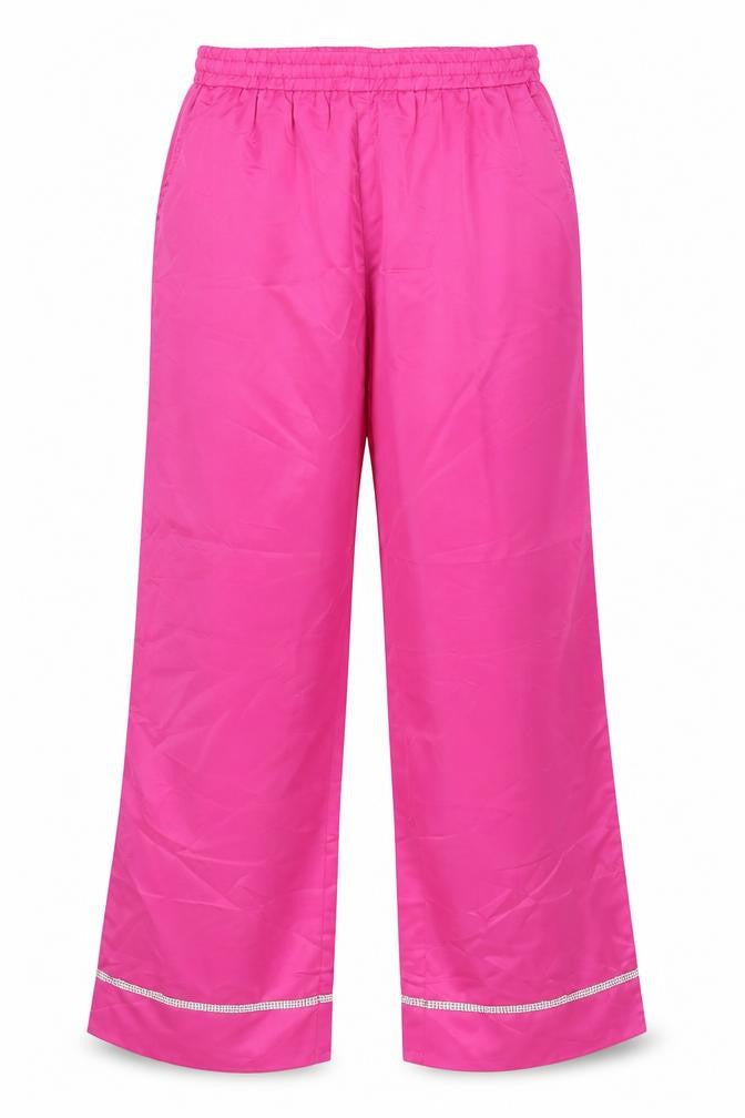 Boohoo Womens Pink Polyester Trousers Size 10 L30 in Regular - Rhinestone Detail