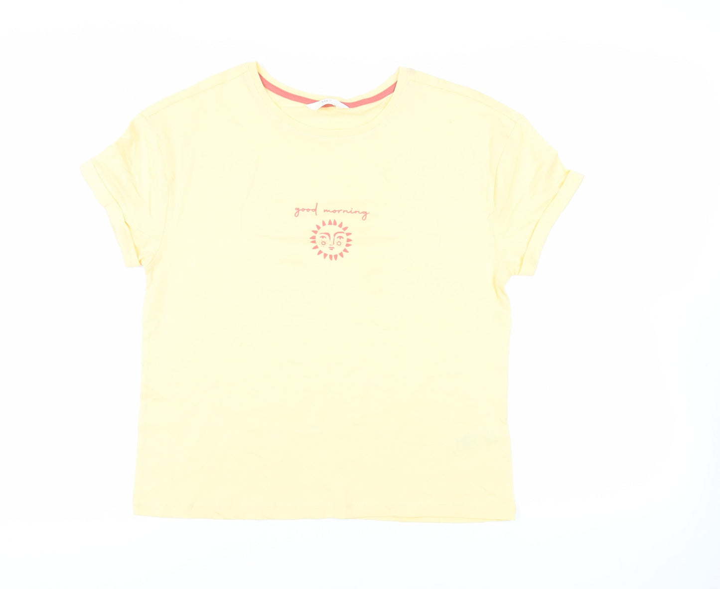 Marks and Spencer Womens Yellow Solid Cotton Top Pyjama Top Size S
