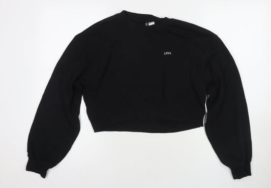 Divided by H&M Womens Black Cotton Pullover Sweatshirt Size S Pullover - Love