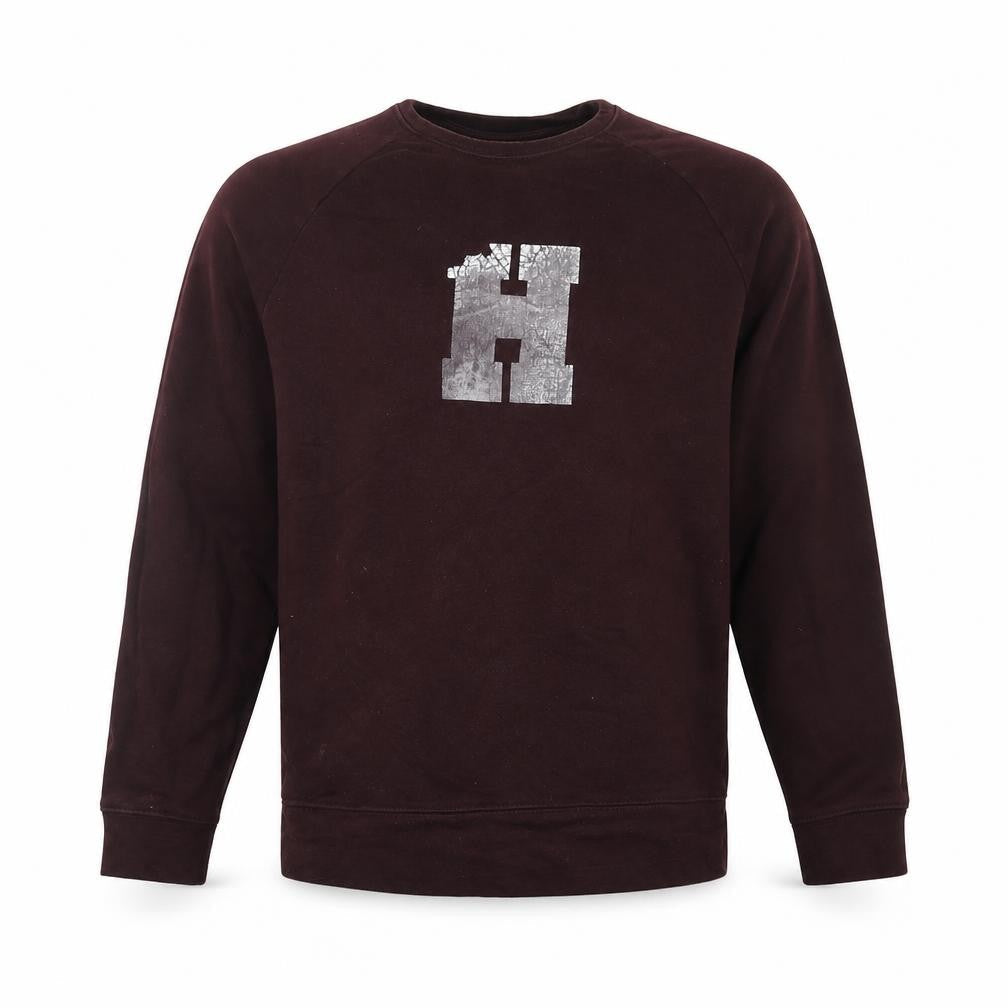 Front view of ASOS men’s red cotton pullover sweatshirt, size M, - h