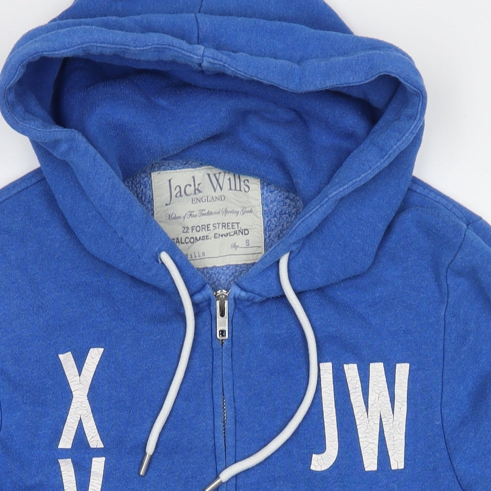 Jack Wills Mens Blue Cotton Full Zip Hoodie Size S