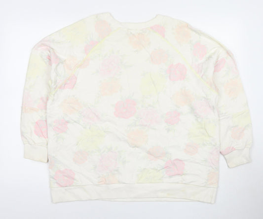 River Island Womens Ivory Floral Cotton Pullover Sweatshirt Size L Pullover - Chanceux