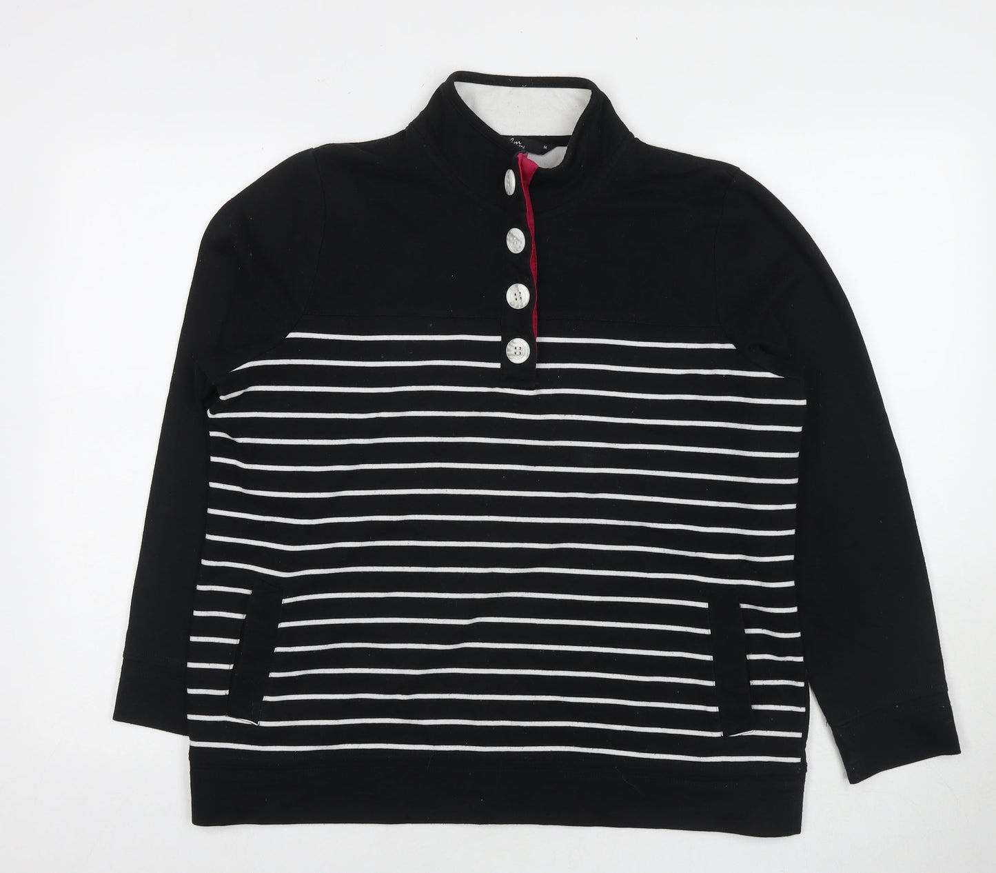 Bonmarché Womens Black Striped Cotton Pullover Sweatshirt Size M Pullover