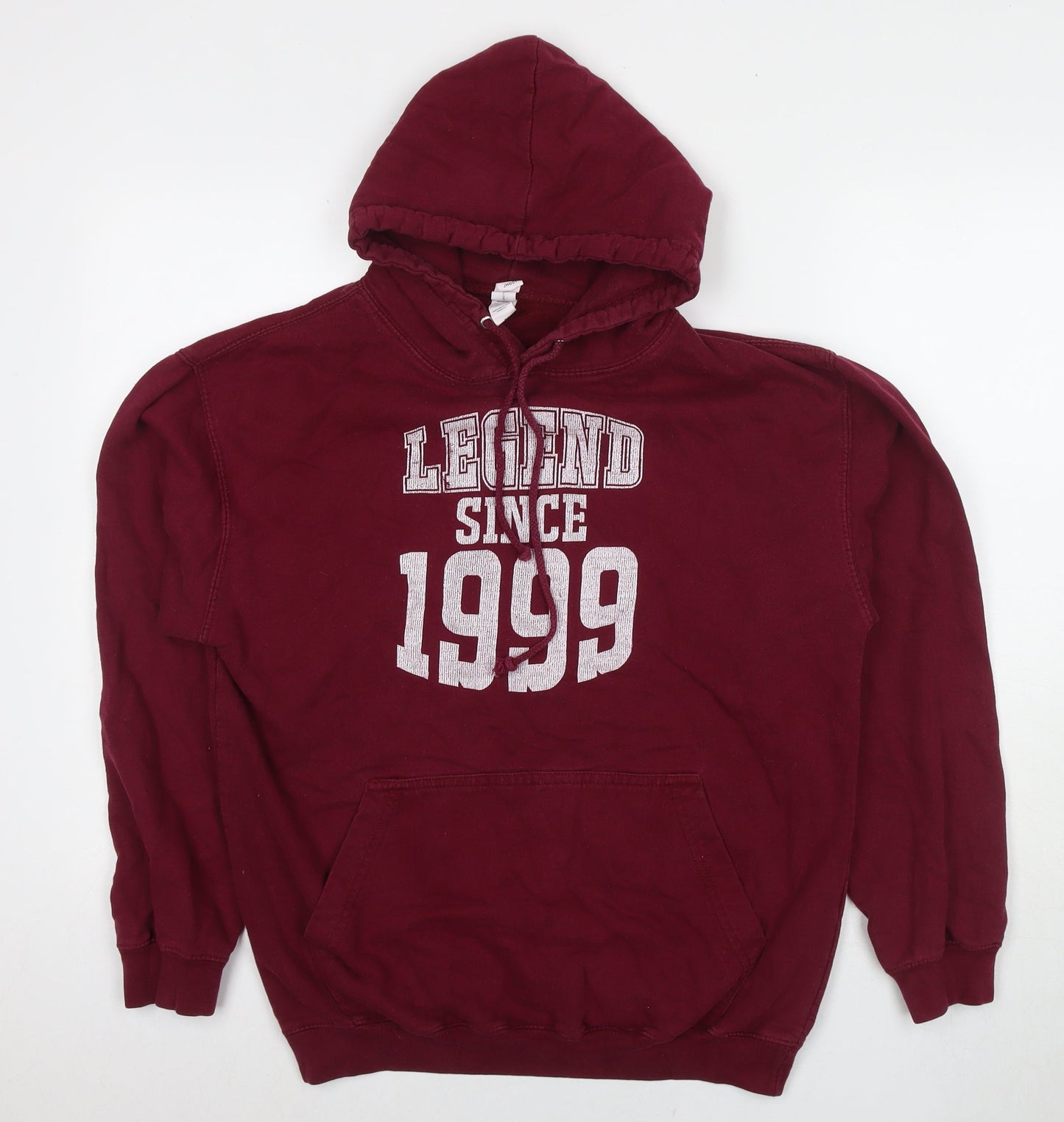 Legend Mens Red Cotton Pullover Hoodie Size M - Logo