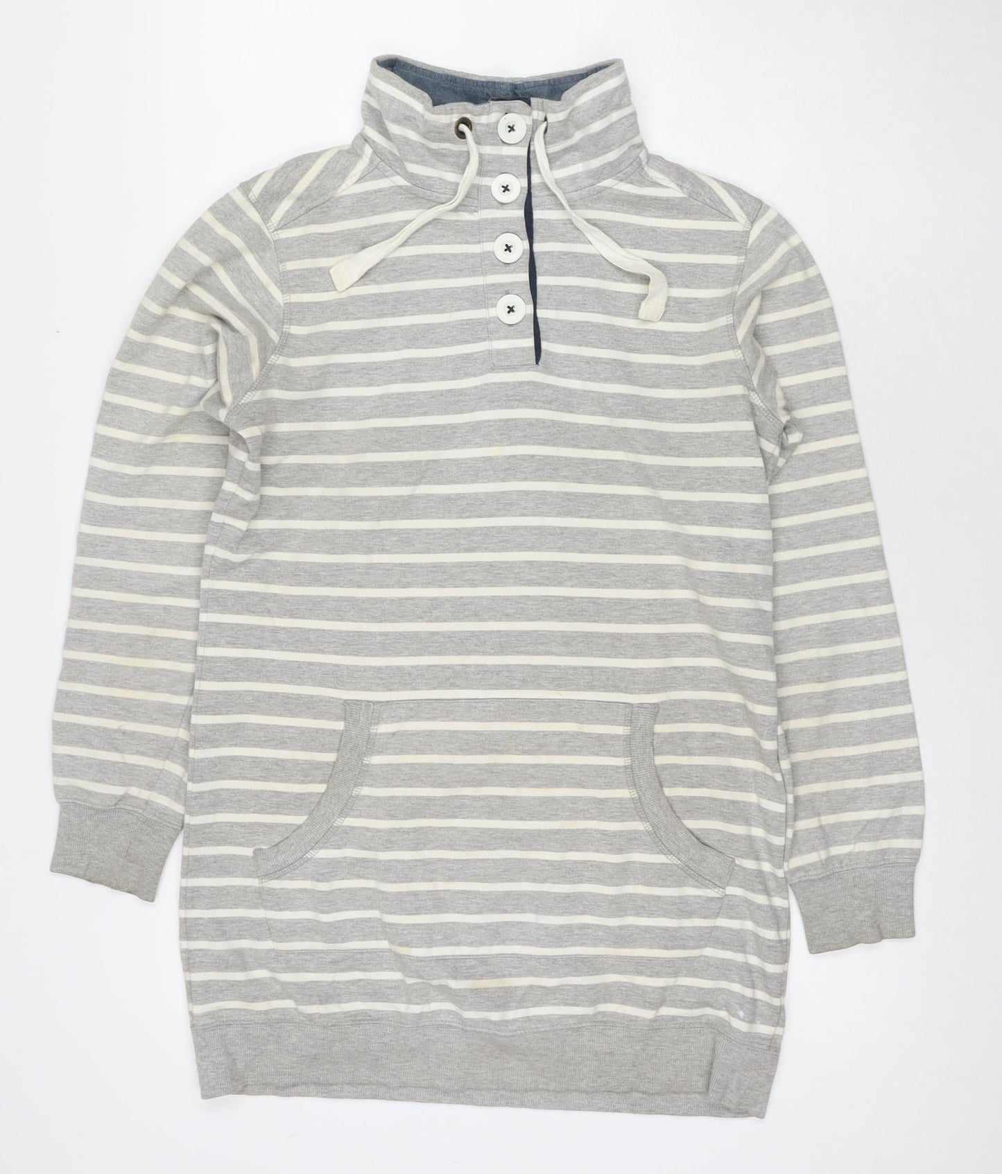 NEXT Womens Grey Striped Cotton Pullover Sweatshirt Size 10 Pullover - Tunic