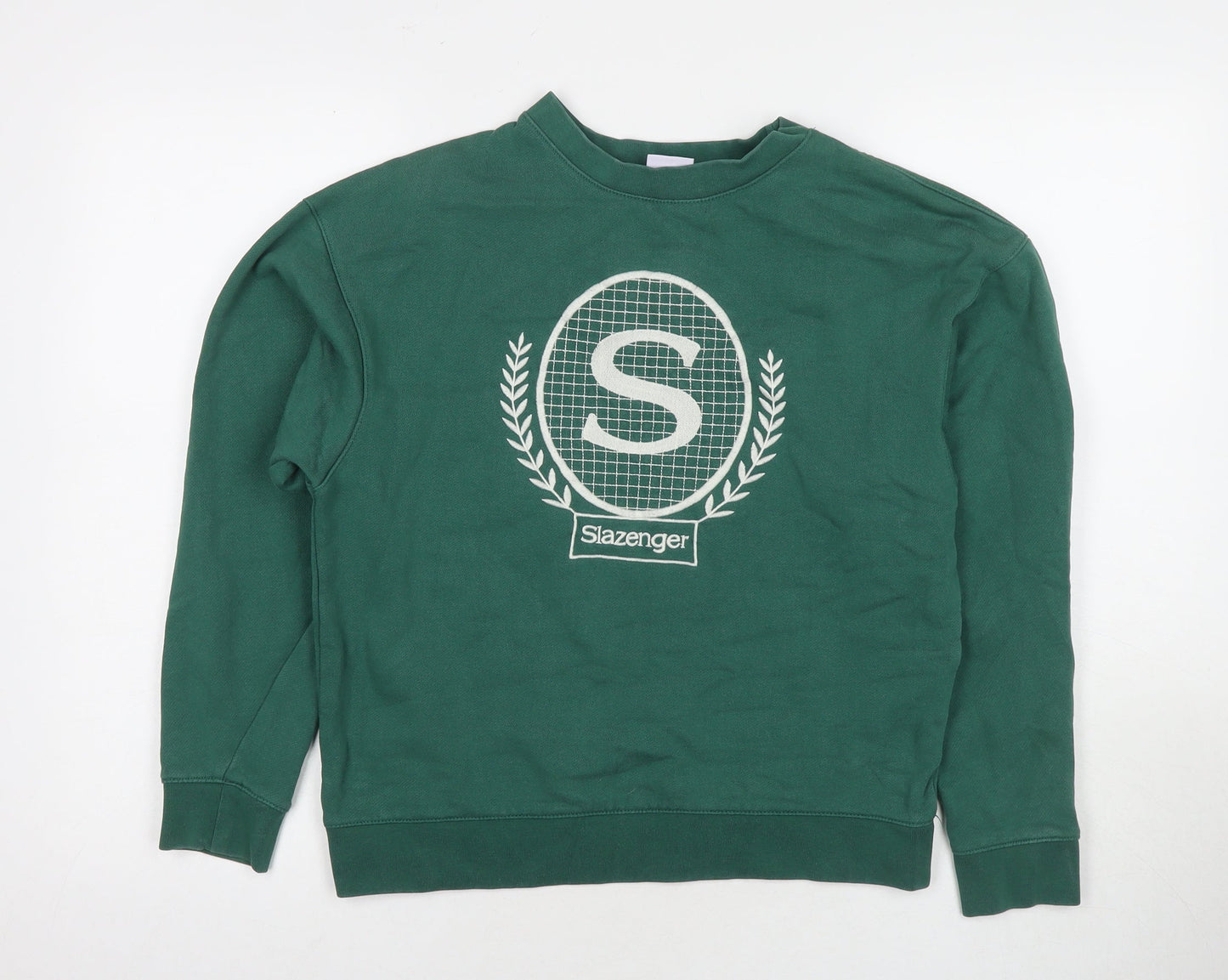 Slazenger Womens Green Cotton Pullover Sweatshirt Size 8 Pullover - Logo
