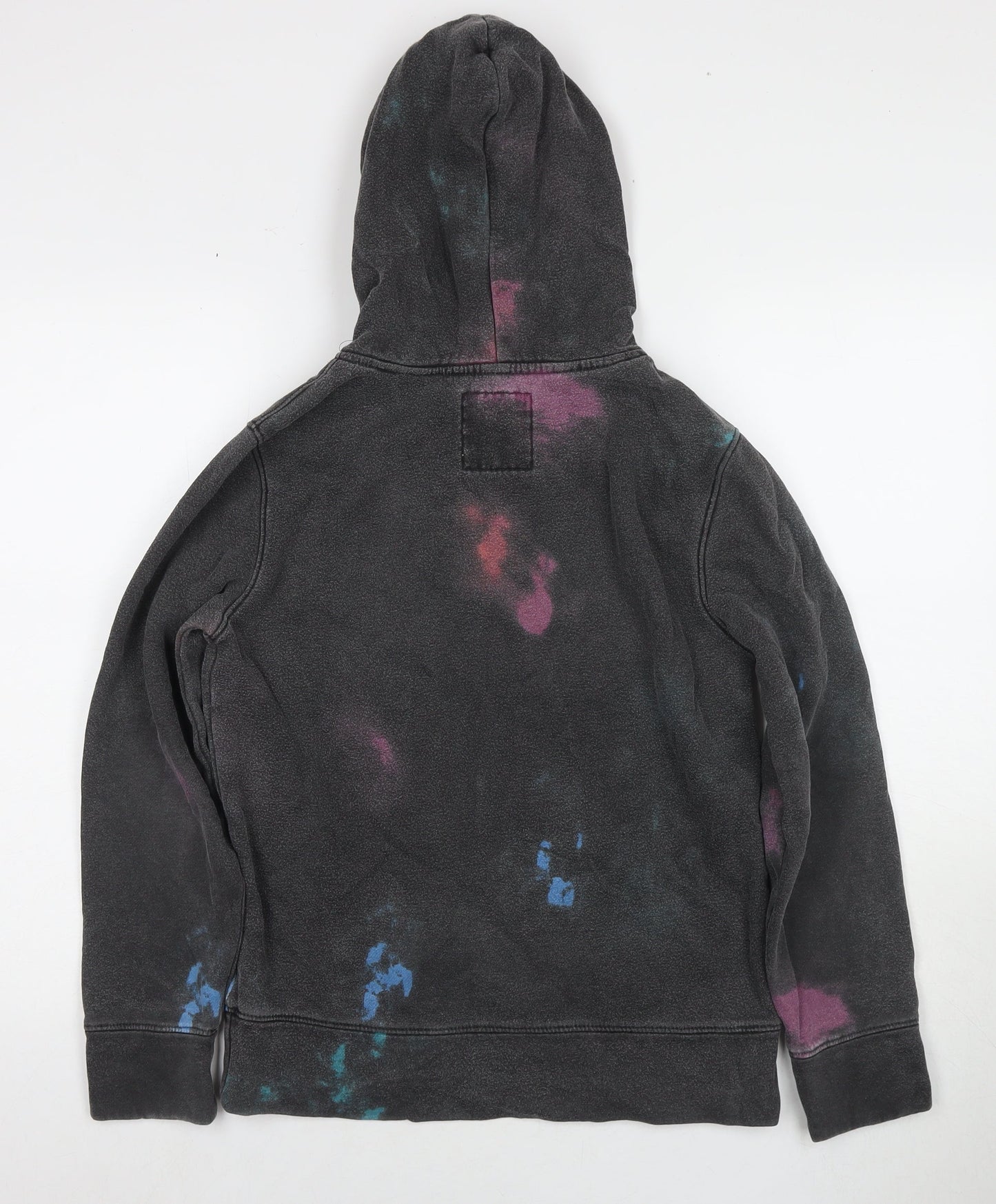 Hollister Mens Grey Cotton Pullover Hoodie Size XS - Size 2XS Tie-dye detail