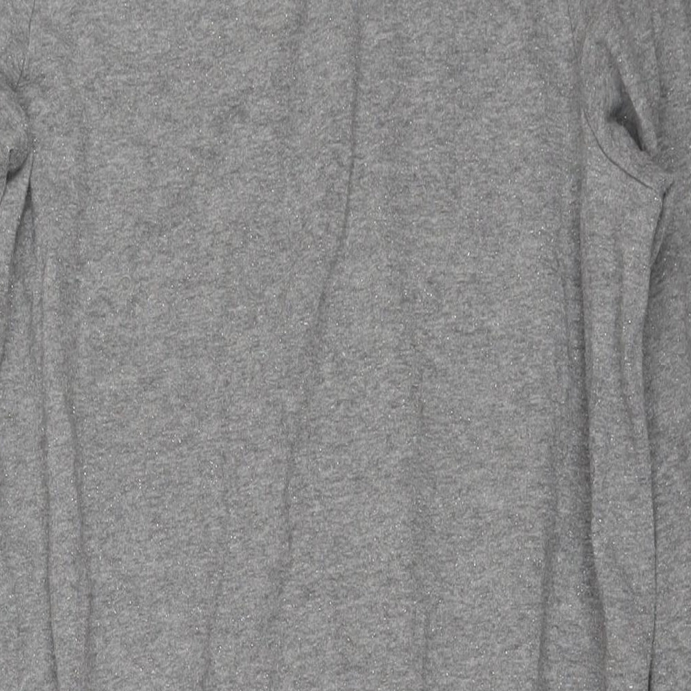 Next Womens Grey Cotton Jumper Dress Size 14 Round Neck Pullover