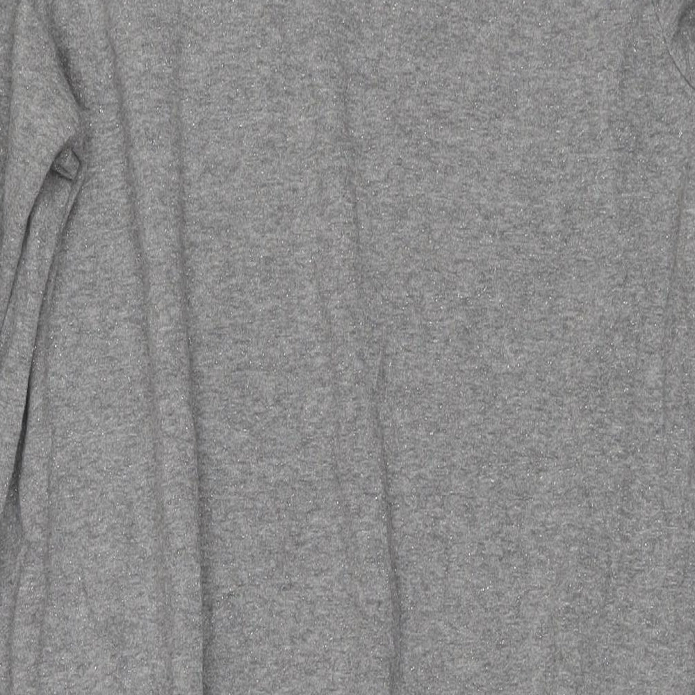 Next Womens Grey Cotton Jumper Dress Size 14 Round Neck Pullover