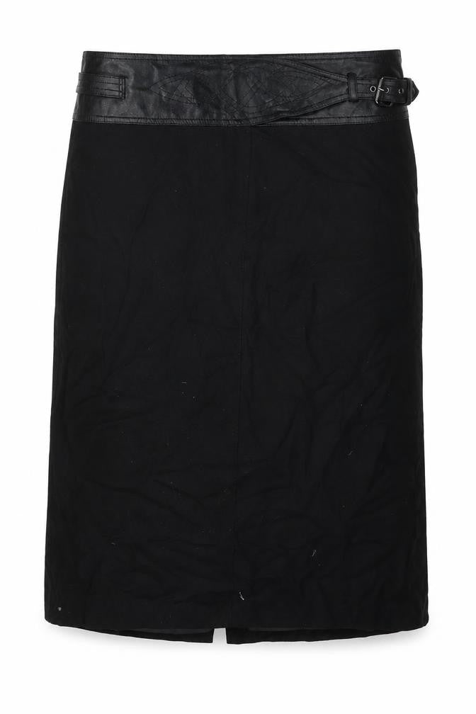 Next Womens Black Wool A-Line Skirt Size 14 Zip